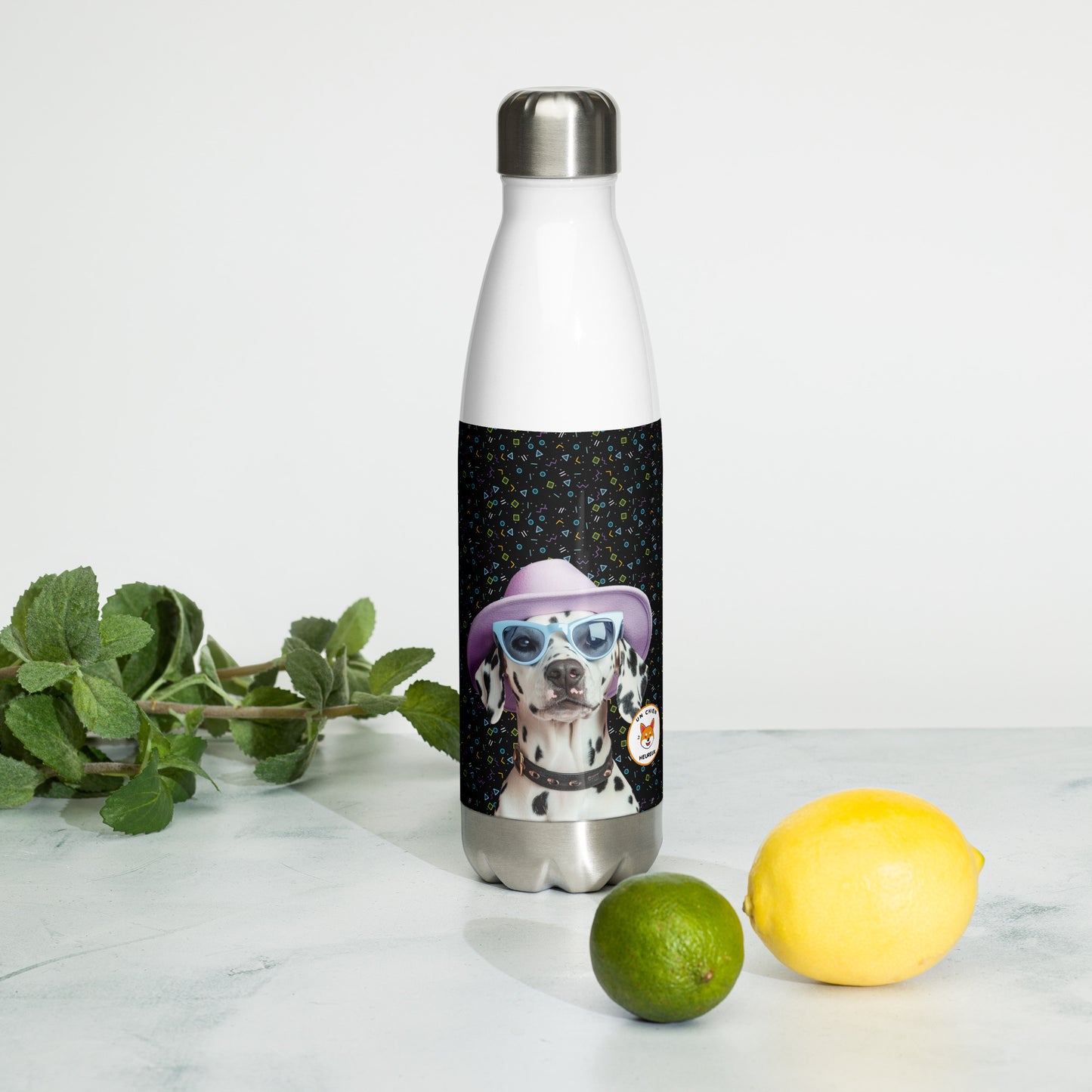 Gourde personnalisée dalmatien chapeau-violet